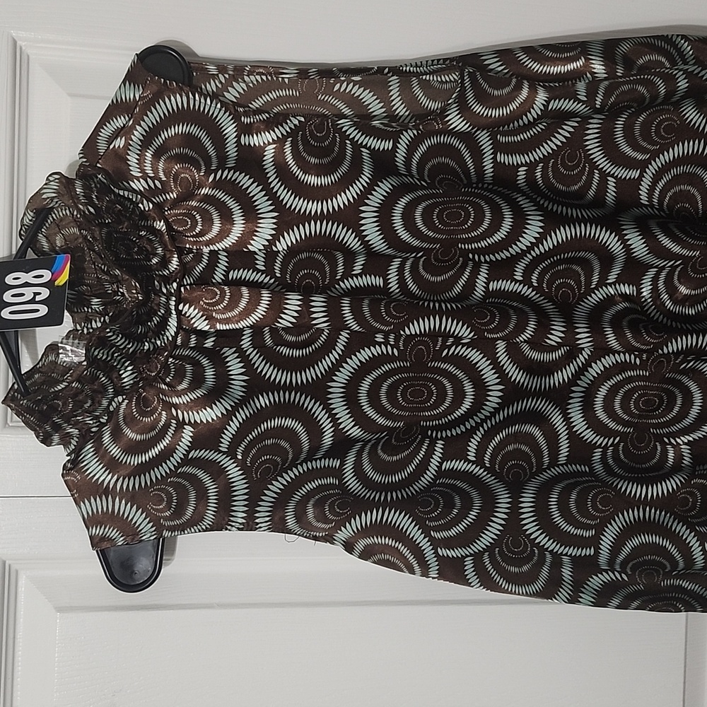#98 Ladies Chocolate and Blue Blouse
